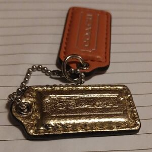 Coach Pink and Gold Purse Bag Tag Keychain Bundle 2" X 1"